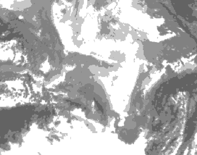 GDPS total cloud 024 hour forecast chart for Canada based on 2026/02/23 0000Z data