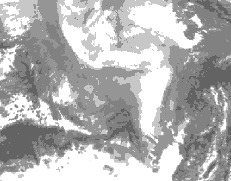 GDPS total cloud 036 hour forecast chart for Canada based on 2026/02/23 0000Z data