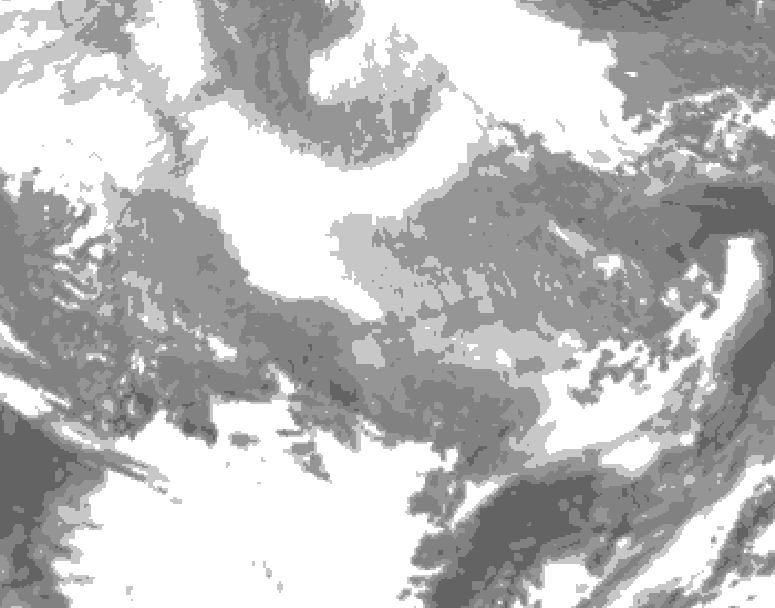 GDPS total cloud 096 hour forecast chart for Canada based on 2026/02/23 0000Z data