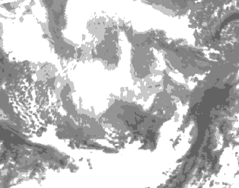 GDPS total cloud 120 hour forecast chart for Canada based on 2026/02/23 0000Z data