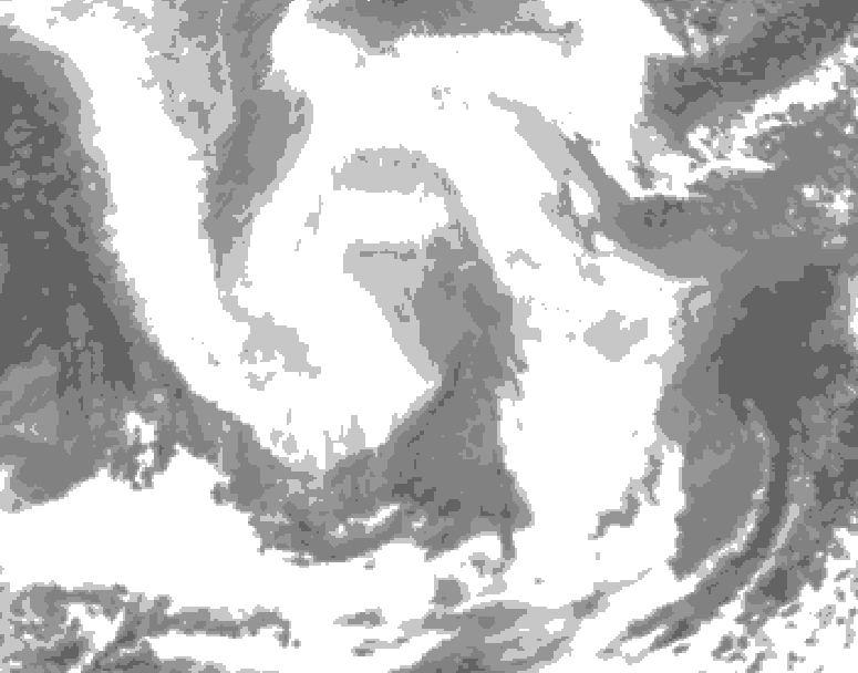 GDPS total cloud 222 hour forecast chart for Canada based on 2026/02/23 0000Z data