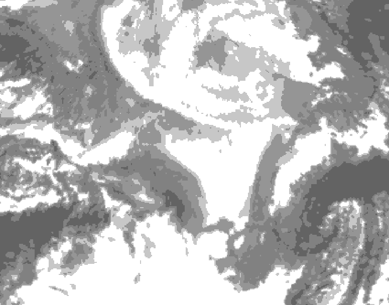 GDPS total cloud 006 hour forecast chart for Canada based on 2026/02/23 1200Z data