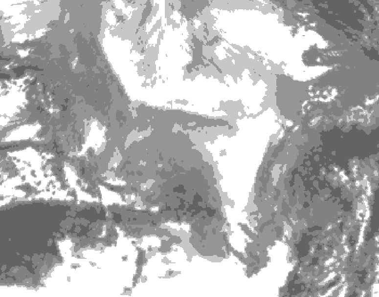 GDPS total cloud 018 hour forecast chart for Canada based on 2026/02/23 1200Z data