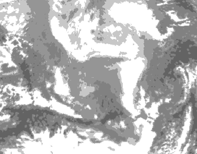 GDPS total cloud 030 hour forecast chart for Canada based on 2026/02/23 1200Z data
