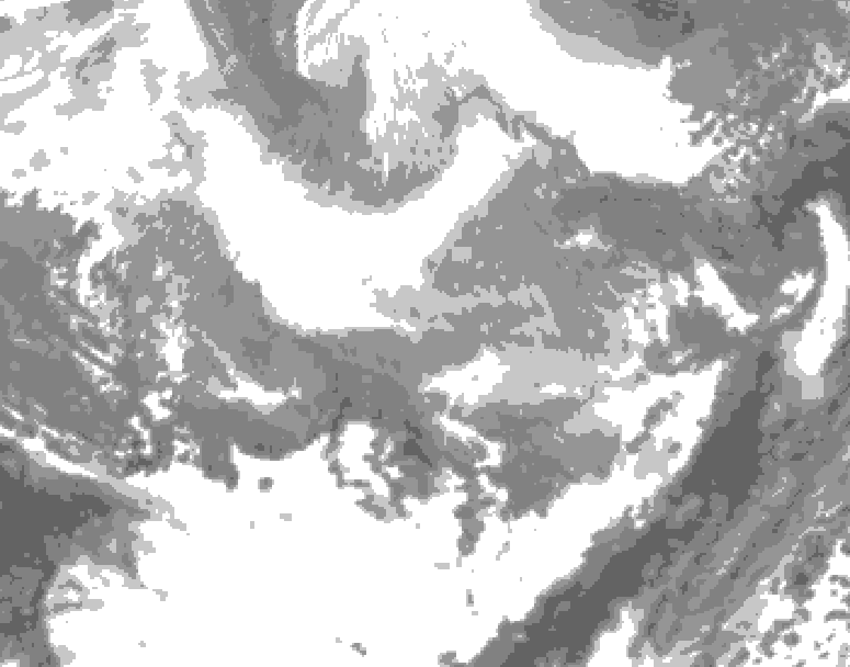 GDPS total cloud 090 hour forecast chart for Canada based on 2026/02/23 1200Z data