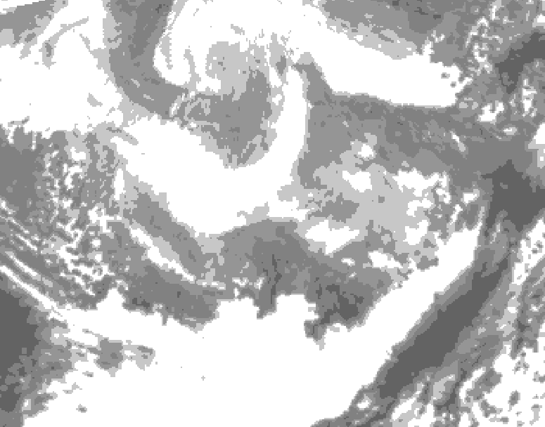 GDPS total cloud 102 hour forecast chart for Canada based on 2026/02/23 1200Z data