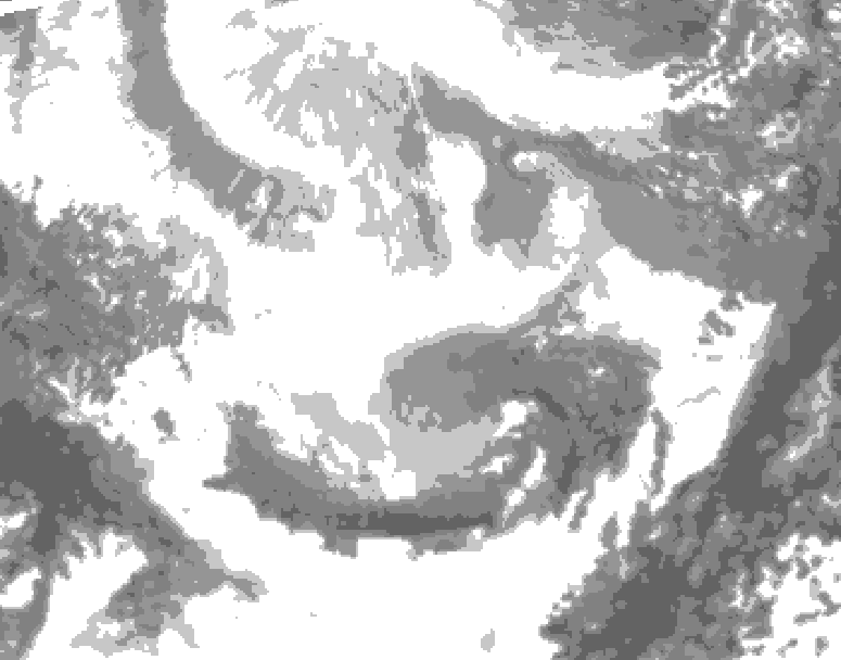 GDPS total cloud 120 hour forecast chart for Canada based on 2026/02/23 1200Z data