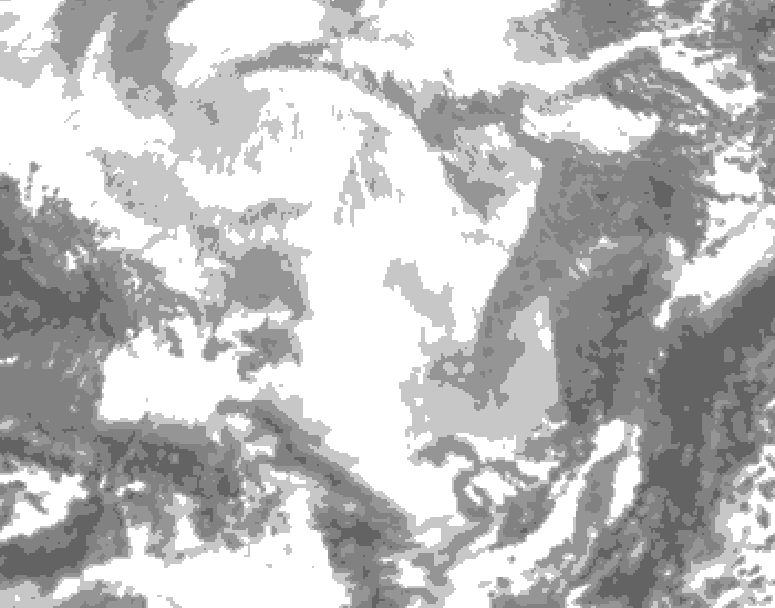 GDPS total cloud 144 hour forecast chart for Canada based on 2026/02/23 1200Z data