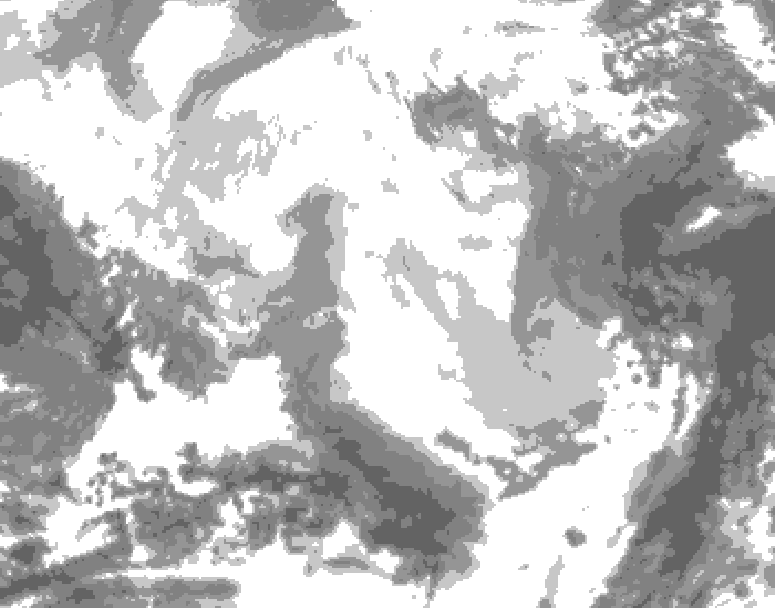 GDPS total cloud 156 hour forecast chart for Canada based on 2026/02/23 1200Z data
