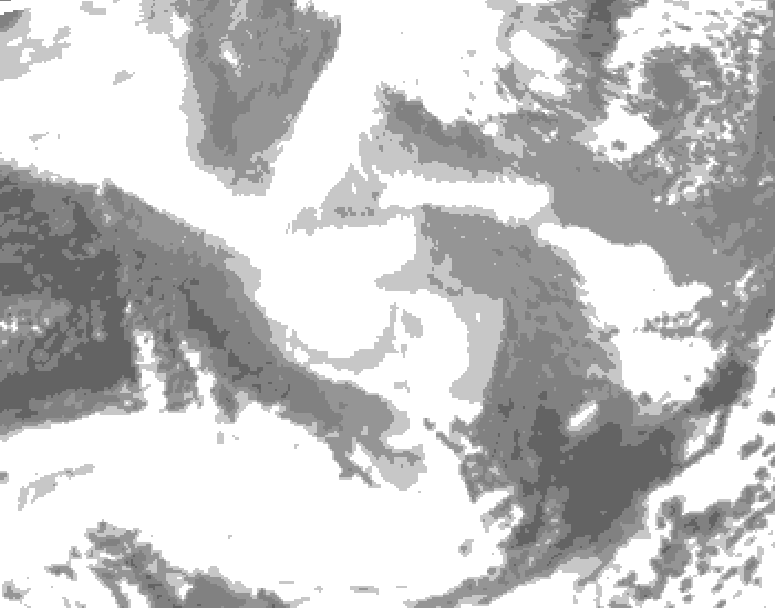 GDPS total cloud 222 hour forecast chart for Canada based on 2026/02/23 1200Z data