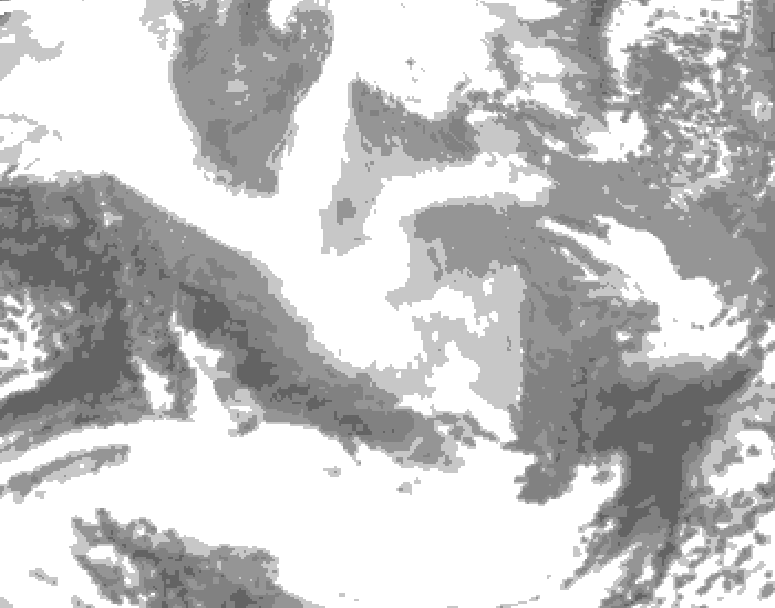GDPS total cloud 228 hour forecast chart for Canada based on 2026/02/23 1200Z data