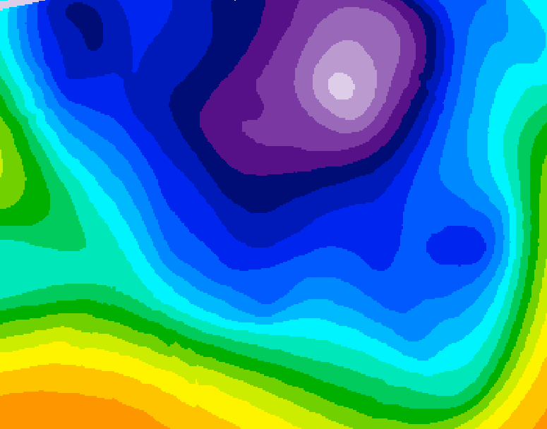 GDPS 500 millibar geopotential height 012 hour forecast chart for Canada based on 2026/02/24 0000Z data