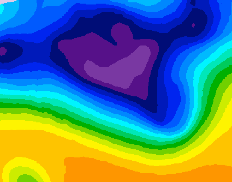 GDPS 500 millibar geopotential height 222 hour forecast chart for Canada based on 2026/02/24 0000Z data