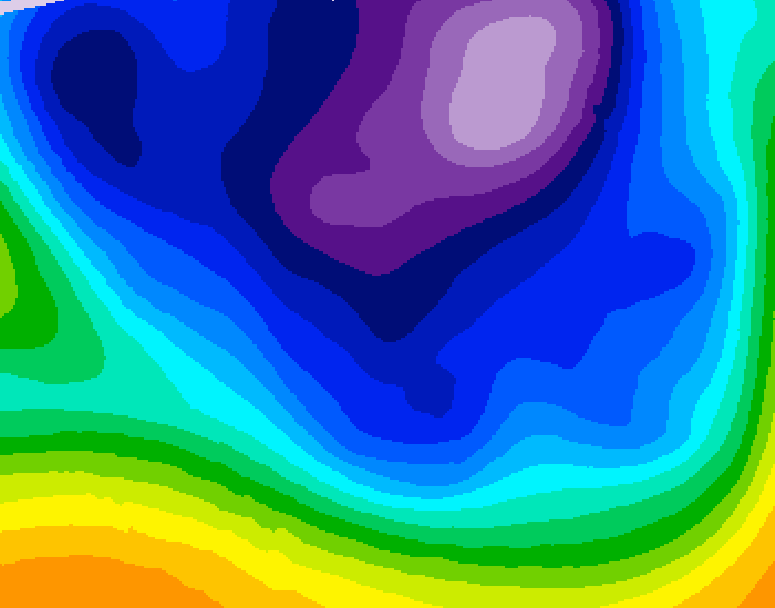 GDPS 500 millibar geopotential height 012 hour forecast chart for Canada based on 2026/02/24 1200Z data