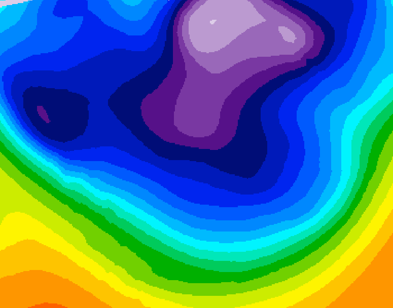 GDPS 500 millibar geopotential height 048 hour forecast chart for Canada based on 2026/02/24 1200Z data