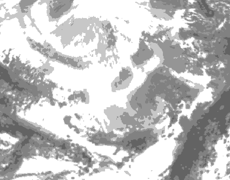GDPS total cloud 120 hour forecast chart for Canada based on 2026/02/24 0000Z data