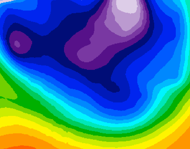 GDPS 500 millibar geopotential height 018 hour forecast chart for Canada based on 2026/02/25 0000Z data