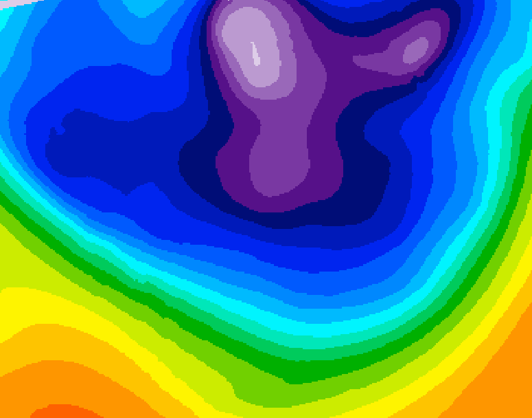 GDPS 500 millibar geopotential height 048 hour forecast chart for Canada based on 2026/02/25 0000Z data