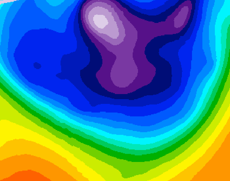 GDPS 500 millibar geopotential height 054 hour forecast chart for Canada based on 2026/02/25 0000Z data