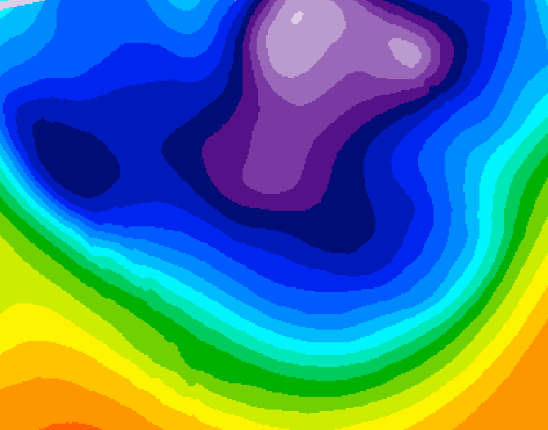 GDPS 500 millibar geopotential height 024 hour forecast chart for Canada based on 2026/02/25 1200Z data