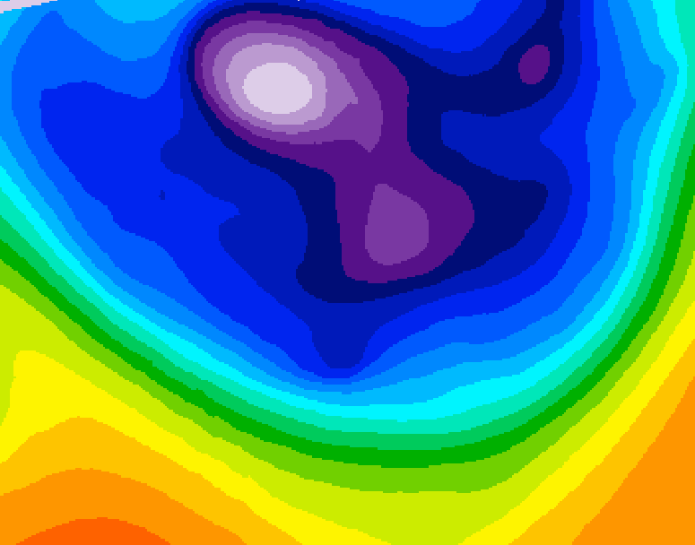 GDPS 500 millibar geopotential height 054 hour forecast chart for Canada based on 2026/02/25 1200Z data