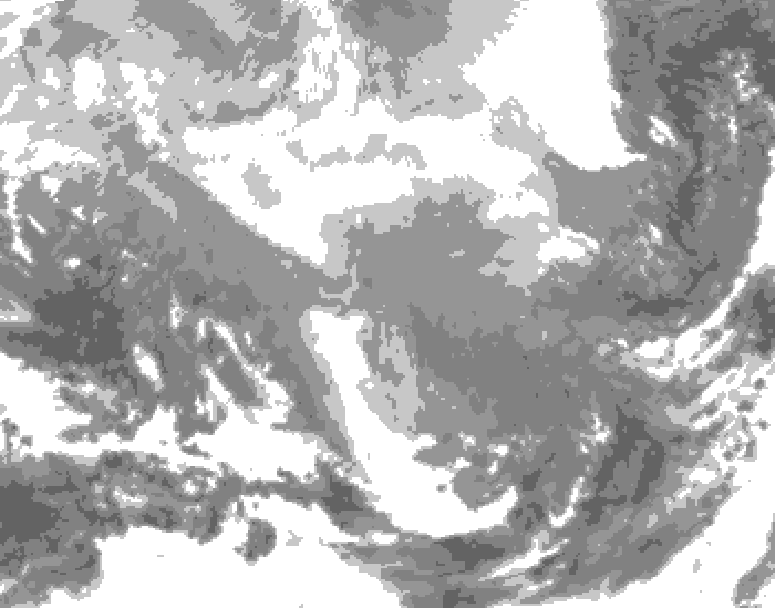 GDPS total cloud 018 hour forecast chart for Canada based on 2026/02/25 0000Z data