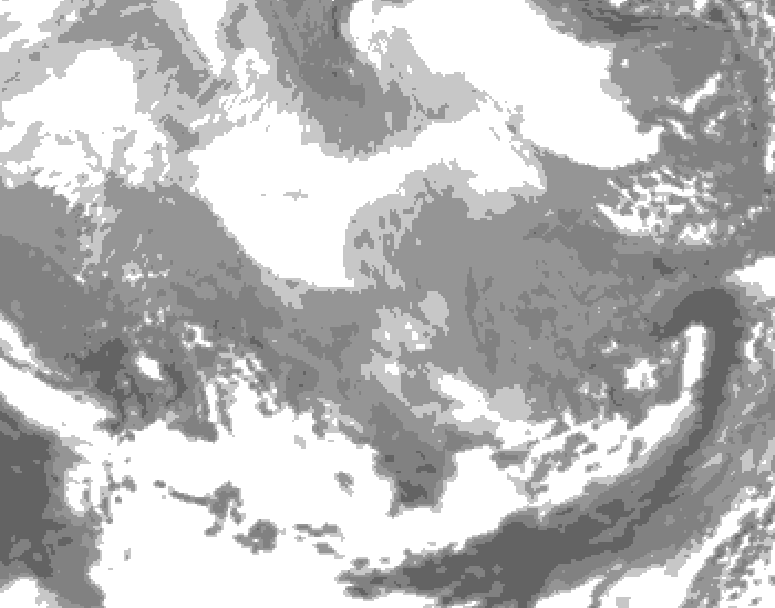 GDPS total cloud 036 hour forecast chart for Canada based on 2026/02/25 0000Z data