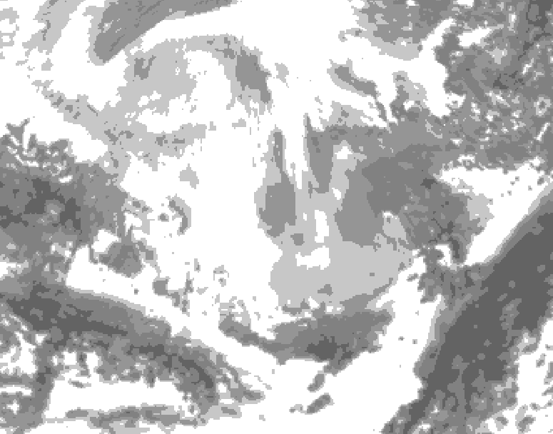 GDPS total cloud 096 hour forecast chart for Canada based on 2026/02/25 0000Z data
