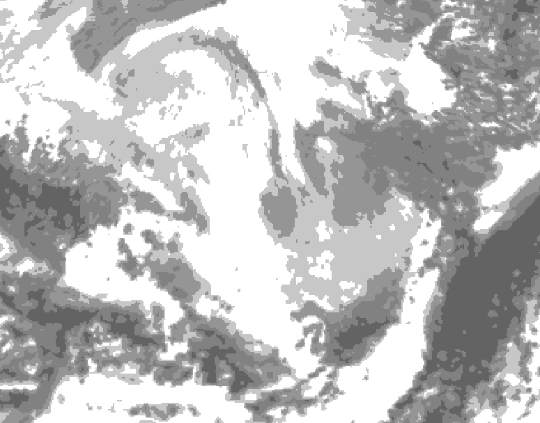 GDPS total cloud 102 hour forecast chart for Canada based on 2026/02/25 0000Z data