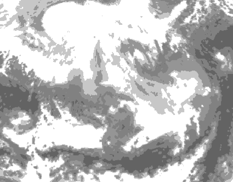 GDPS total cloud 132 hour forecast chart for Canada based on 2026/02/25 0000Z data