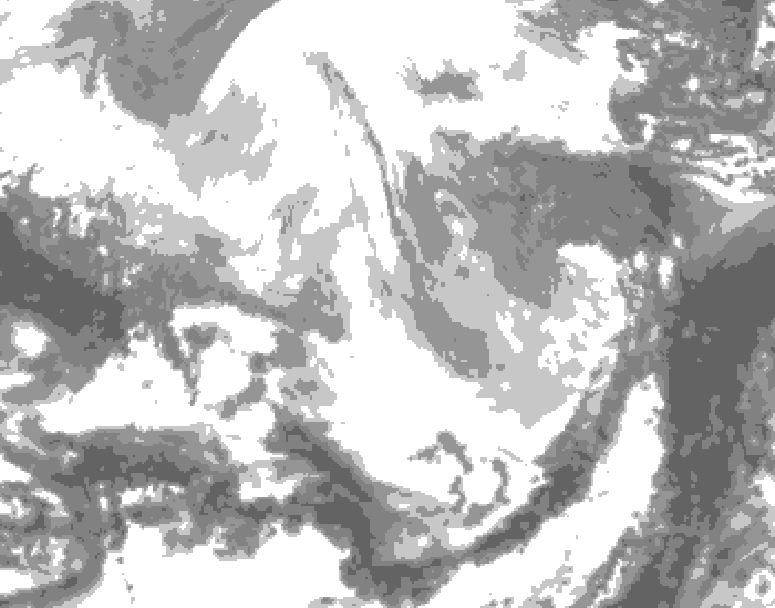 GDPS total cloud 096 hour forecast chart for Canada based on 2026/02/25 1200Z data
