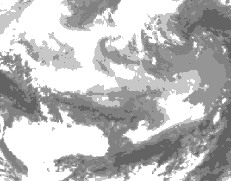GDPS total cloud 132 hour forecast chart for Canada based on 2026/02/25 1200Z data