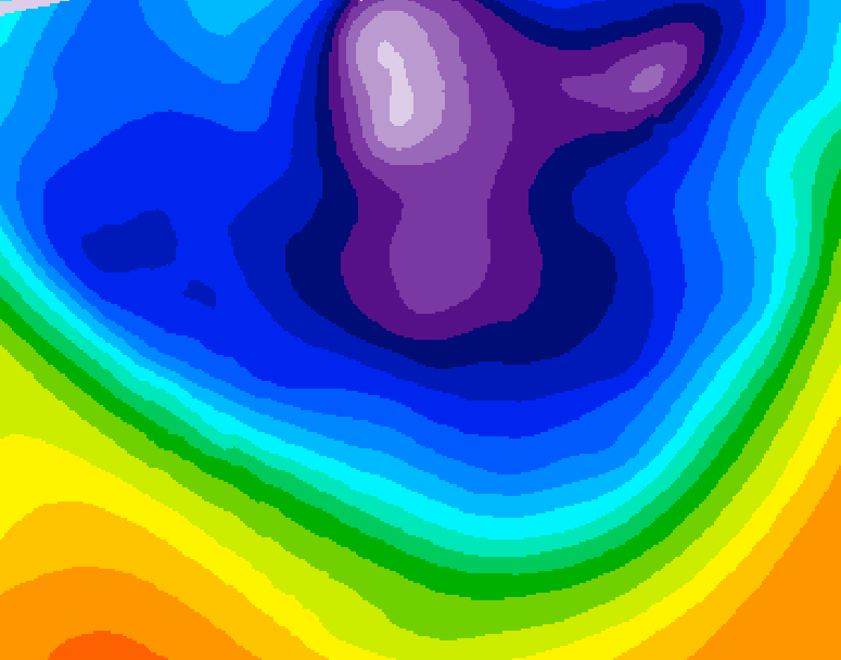 GDPS 500 millibar geopotential height 024 hour forecast chart for Canada based on 2026/02/26 0000Z data