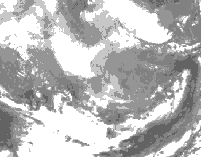 GDPS total cloud 018 hour forecast chart for Canada based on 2026/02/26 0000Z data