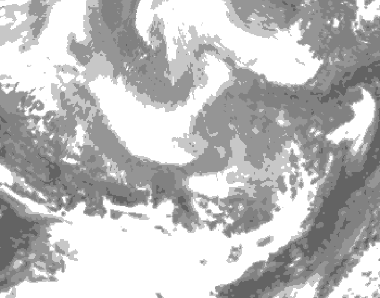GDPS total cloud 018 hour forecast chart for Canada based on 2026/02/26 1200Z data