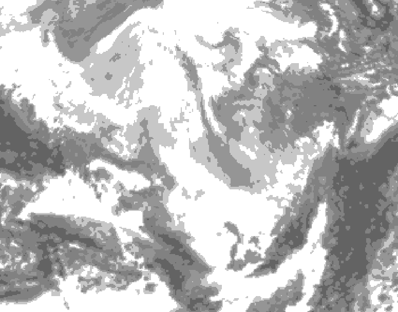 GDPS total cloud 072 hour forecast chart for Canada based on 2026/02/26 1200Z data