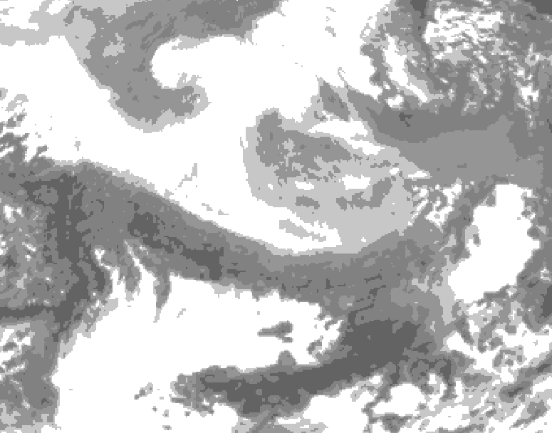 GDPS total cloud 132 hour forecast chart for Canada based on 2026/02/26 1200Z data