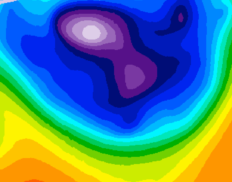 GDPS 500 millibar geopotential height 024 hour forecast chart for Canada based on 2026/02/27 0000Z data