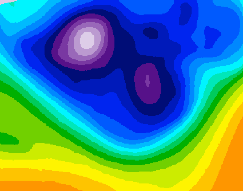 GDPS 500 millibar geopotential height 036 hour forecast chart for Canada based on 2026/02/27 1200Z data