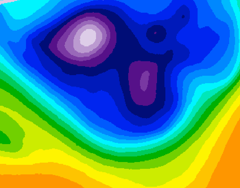 GDPS 500 millibar geopotential height 018 hour forecast chart for Canada based on 2026/02/28 0000Z data
