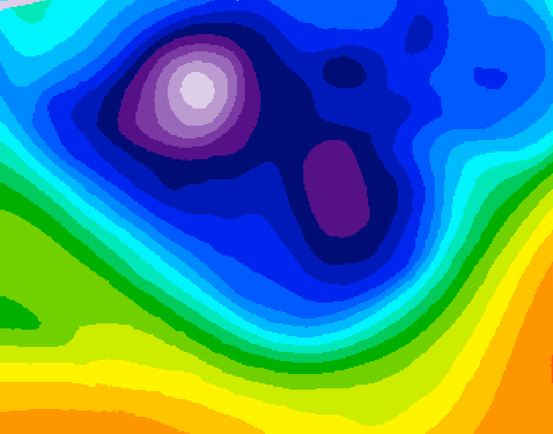 GDPS 500 millibar geopotential height 024 hour forecast chart for Canada based on 2026/02/28 0000Z data