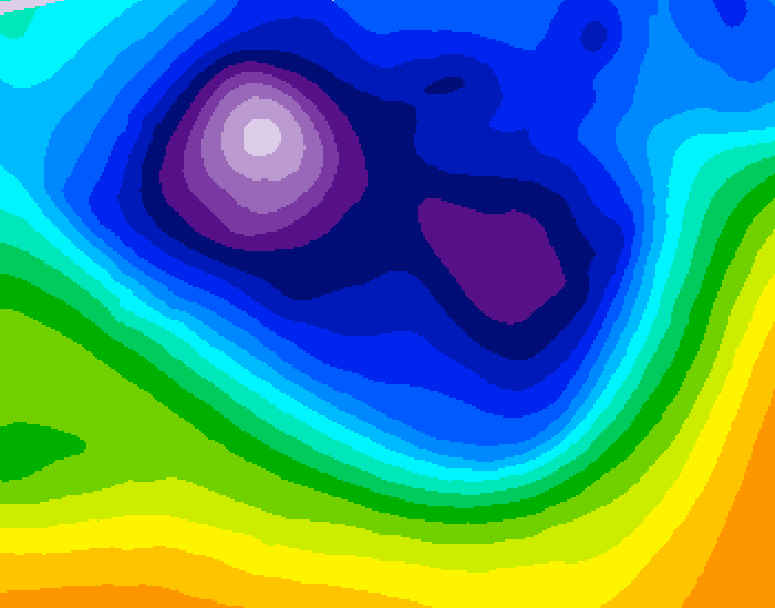 GDPS 500 millibar geopotential height 036 hour forecast chart for Canada based on 2026/02/28 0000Z data