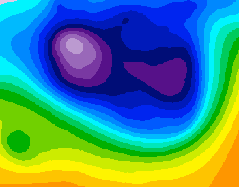 GDPS 500 millibar geopotential height 036 hour forecast chart for Canada based on 2026/02/28 1200Z data