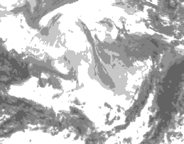 GDPS total cloud 036 hour forecast chart for Canada based on 2026/02/28 0000Z data