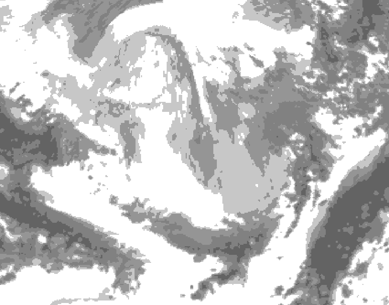 GDPS total cloud 012 hour forecast chart for Canada based on 2026/02/28 1200Z data