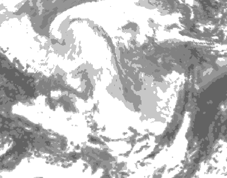 GDPS total cloud 012 hour forecast chart for Canada based on 2026/03/01 0000Z data
