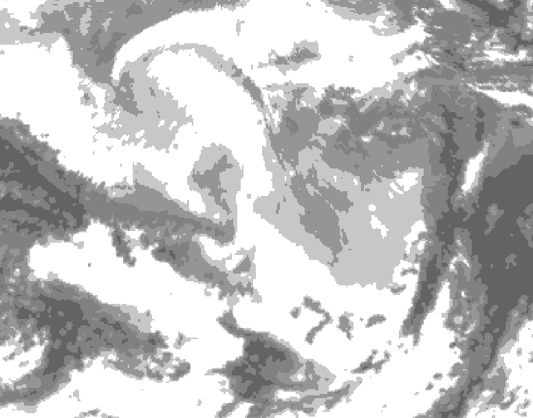 GDPS total cloud 018 hour forecast chart for Canada based on 2026/03/01 0000Z data