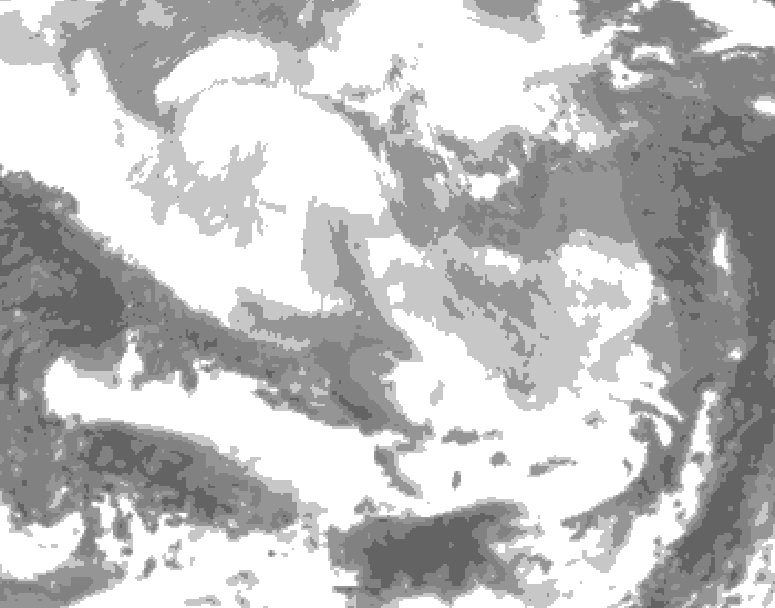 GDPS total cloud 030 hour forecast chart for Canada based on 2026/03/01 0000Z data