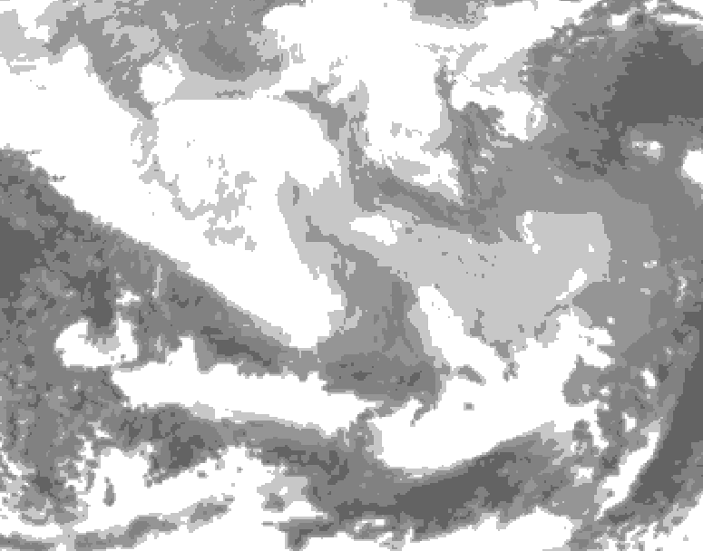 GDPS total cloud 042 hour forecast chart for Canada based on 2026/03/01 0000Z data