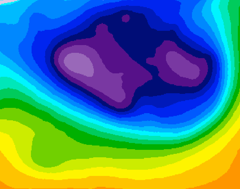 GDPS 500 millibar geopotential height 018 hour forecast chart for Canada based on 2026/03/02 0000Z data